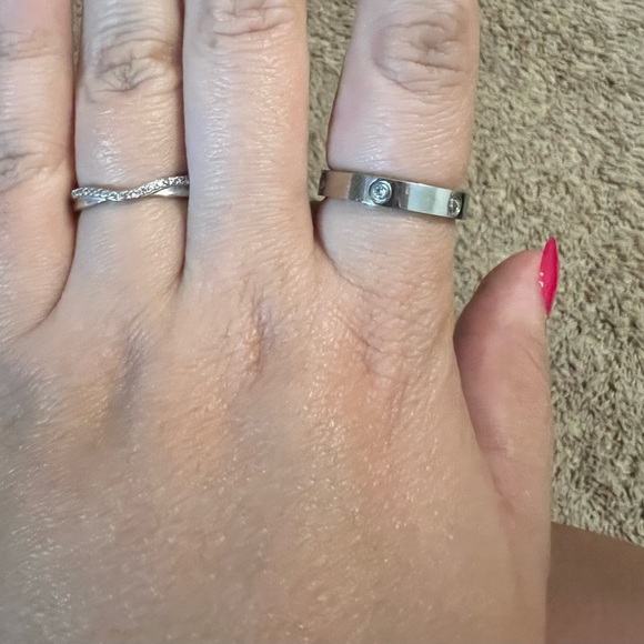 Silver Cubic Zirconia Stainless Steel Ring - Picture 4 of 5